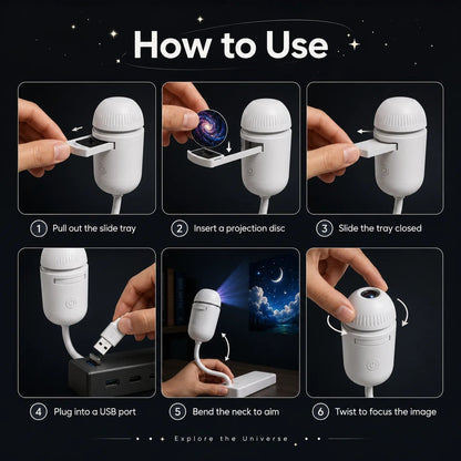 12-Scene USB Galaxy Projector – Flexible Star & Mood Light