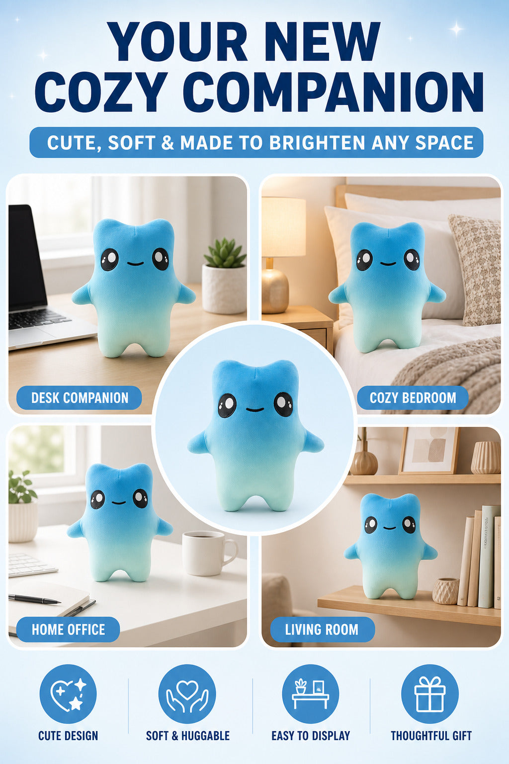 Cute Aquatic Creature Plush Toy – Soft Cuddle Companion & Room Decor