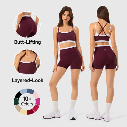 Women 2 Piece Seamless Workout Outfit, Padded Sports Bra + High Waist Yoga Leggings Gym Tracksuit Set