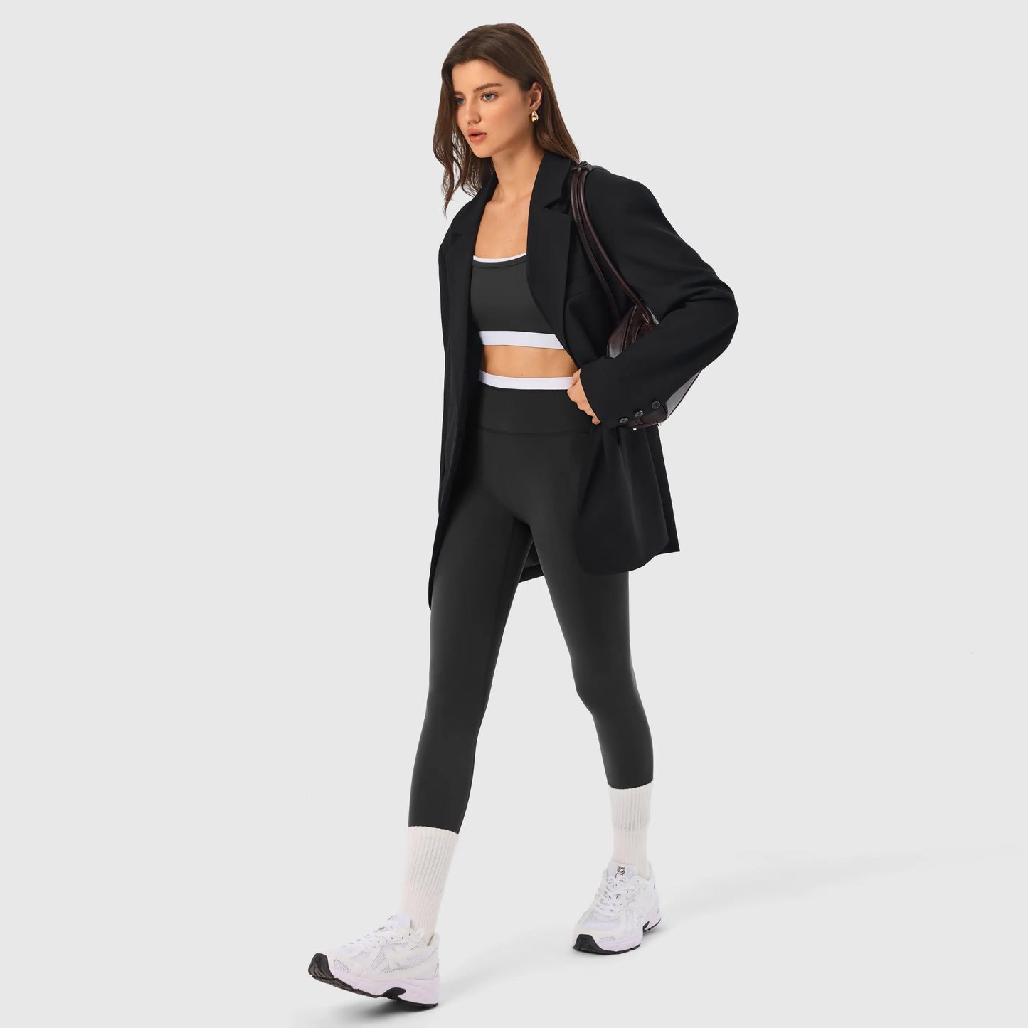 Women 2 Piece Seamless Workout Outfit, Padded Sports Bra + High Waist Yoga Leggings Gym Tracksuit Set