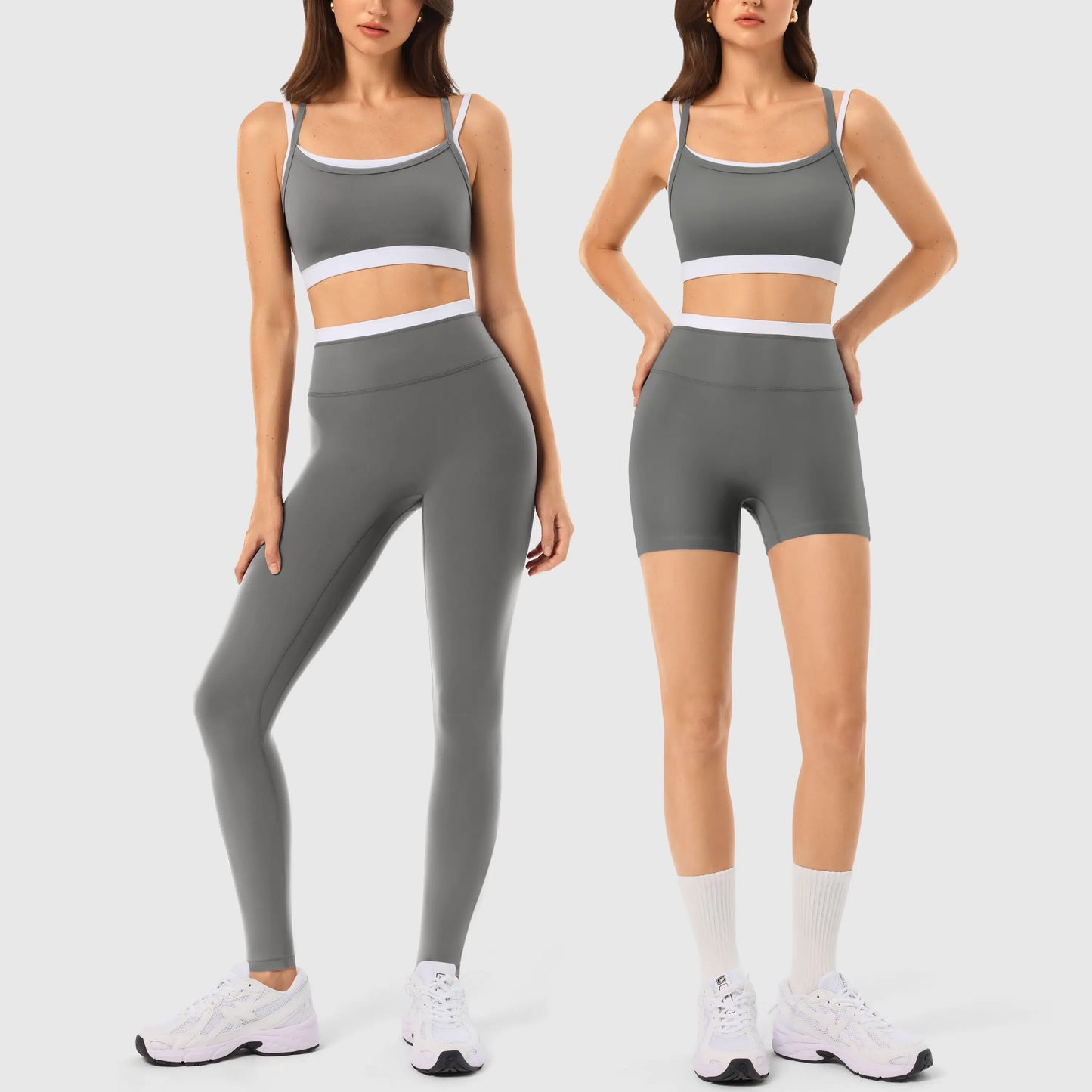 Women 2 Piece Seamless Workout Outfit, Padded Sports Bra + High Waist Yoga Leggings Gym Tracksuit Set